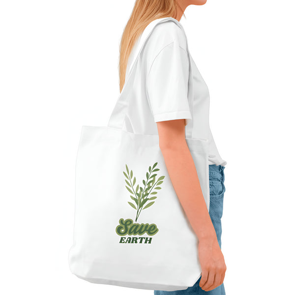 Unisex 100% Cotton Canvas Tote Bag with Zipper - Save Earth